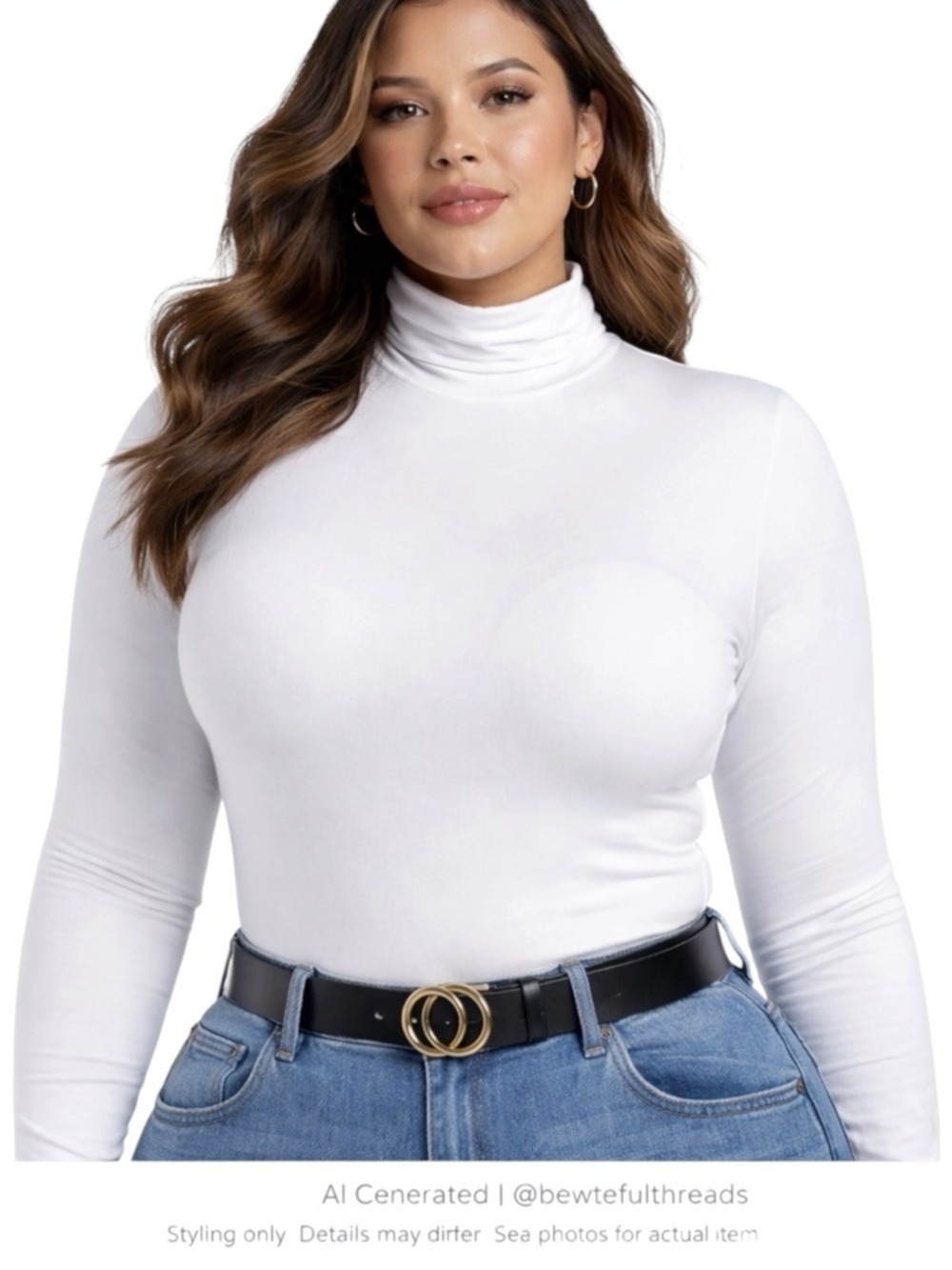 Smash + Tess White Turtleneck Bodysuit 3XL Long Sleeve Stretch Layering Top